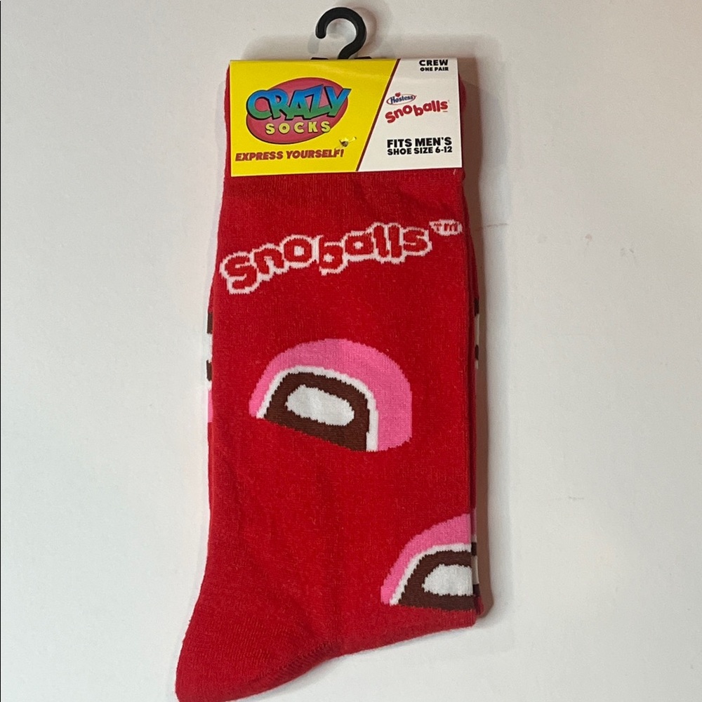 Hostess Snoballs Red Crew Socks NWT